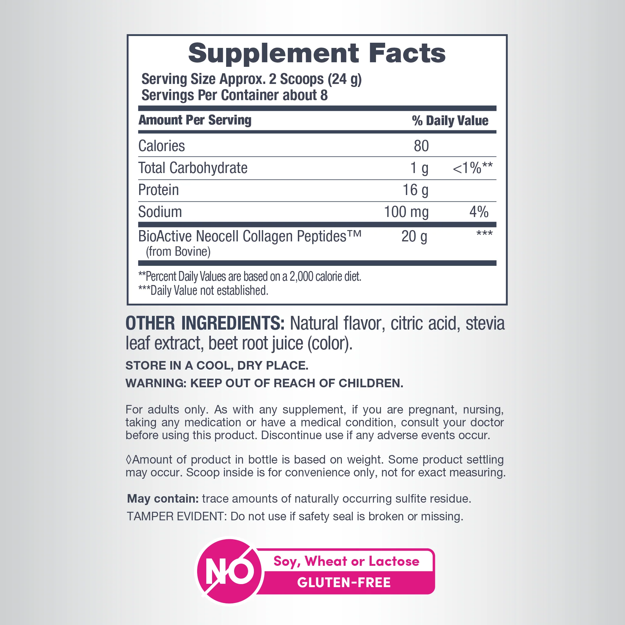 Grassfed Collagen Peptides Berry Lemon Flavor, 6.7 oz (190 g) Powder - Image 2