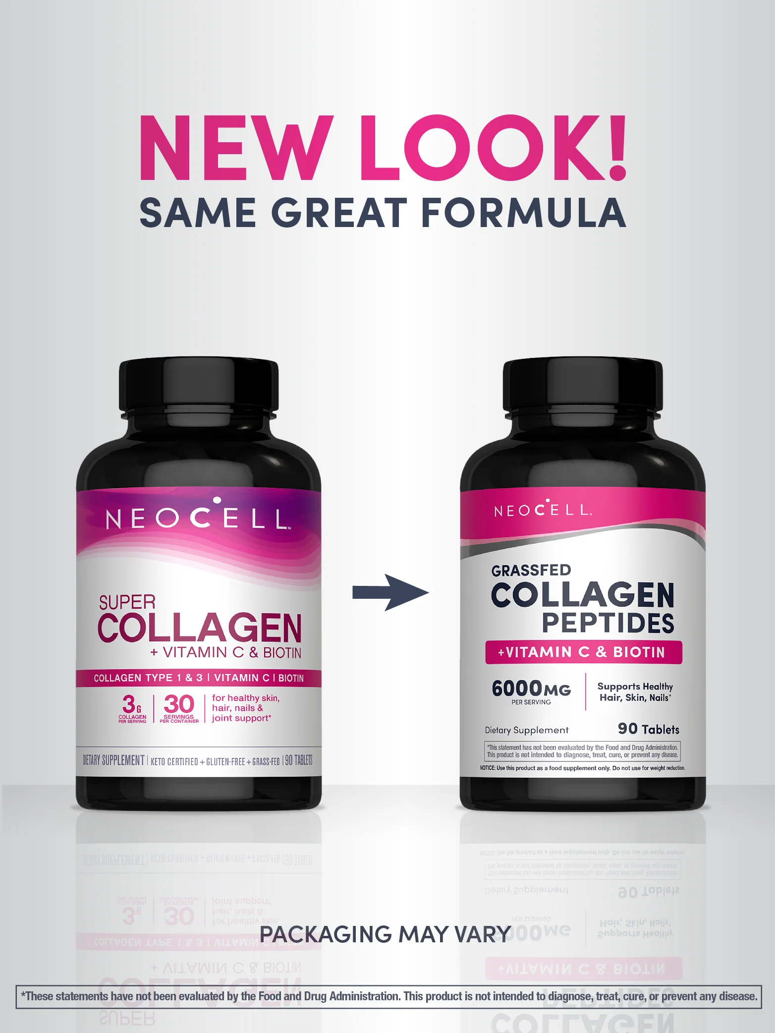 Grassfed Collagen Peptides + C & Biotin, 6000 mg, 90 Tablets - Image 3